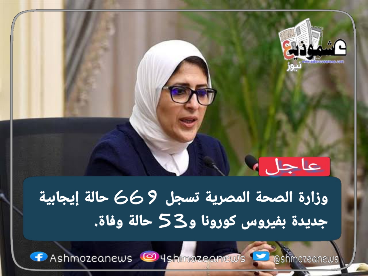 وزارة الصحة المصرية تسجل 669 حالة إيجابية جديدة بفيروس كورونا و53 حالة وفاة.