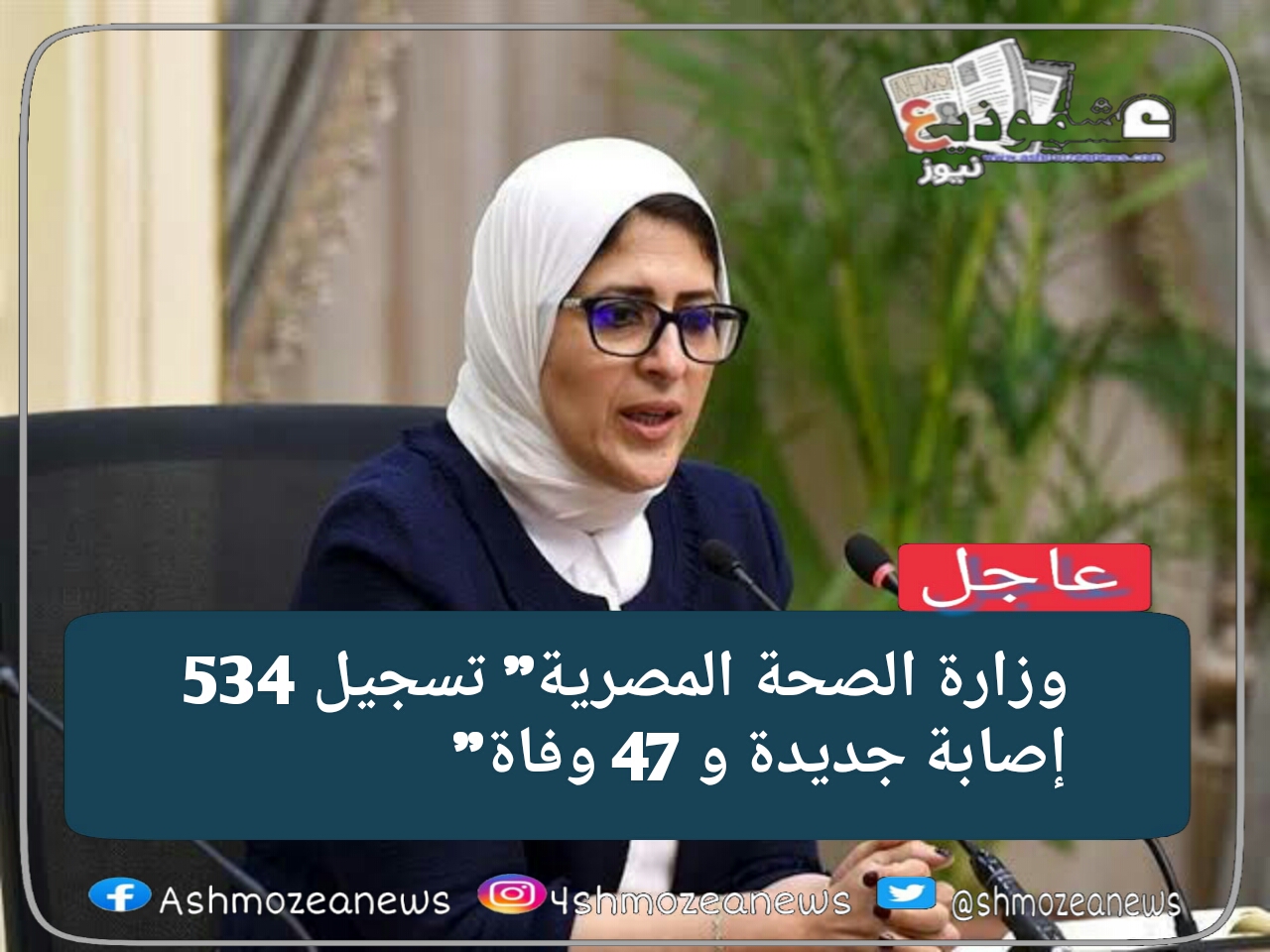 وزارة الصحة المصرية" تسجيل 534 إصابة جديدة و 47 وفاة" 